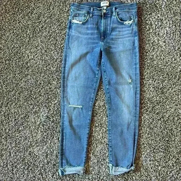 Agolde Sophie crop light wash Raw hem blue jeans size 31 - Picture 8 of 9